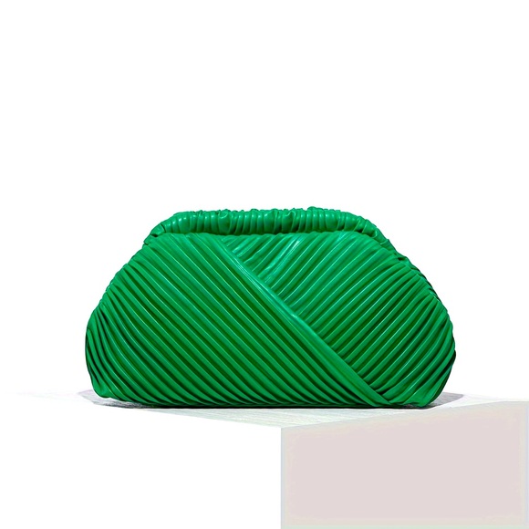 Handbags - Green Pleated Women's Clutch Bag